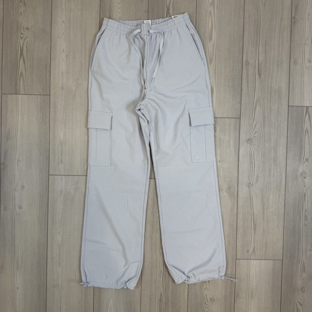NWT PINK Victoria's Secret Blue Brushed Woven Cargo Pants‎ Sweatpants WMNS Small
